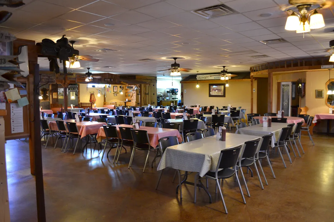 View from the back inside of restaurant